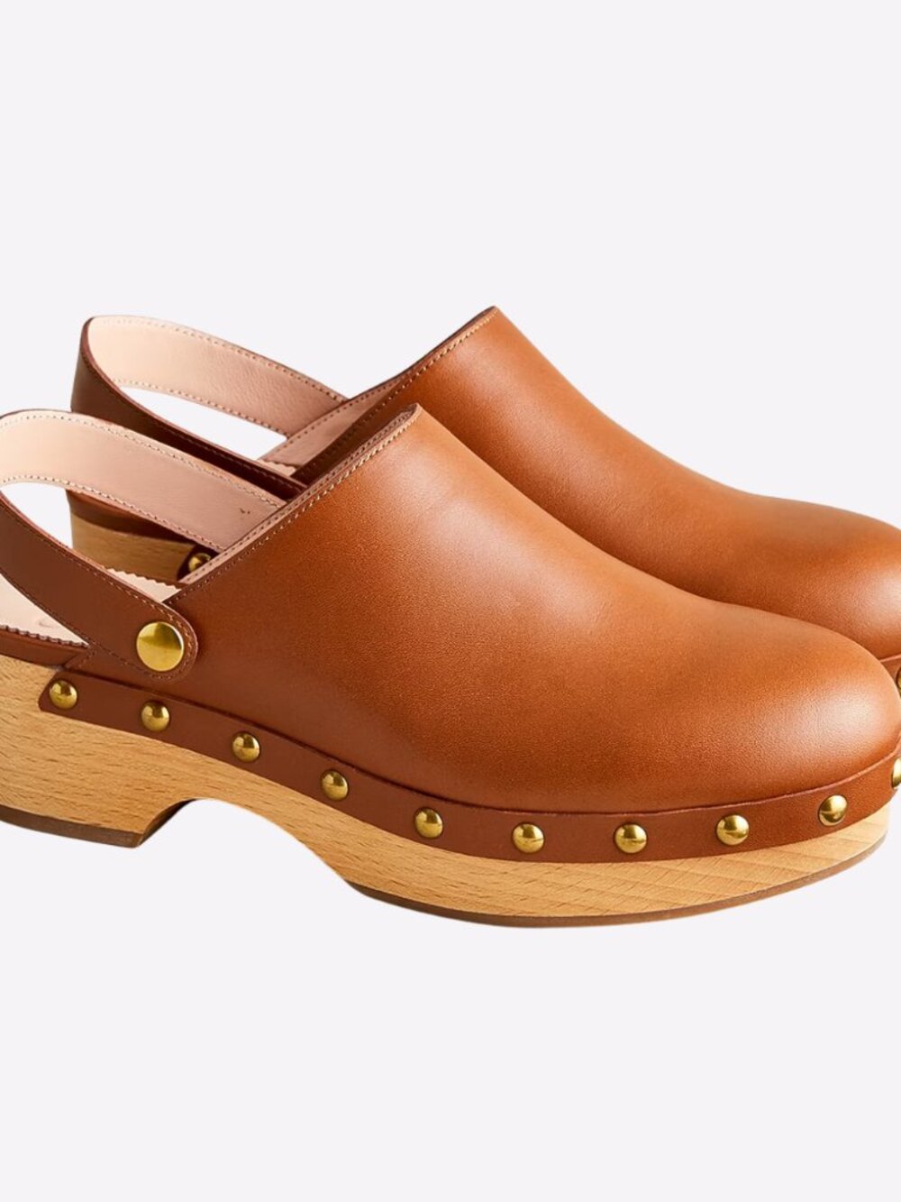 NEW J.Crew Convertible Leather Clogs Oak Brown Studded BA188 Women’s US 6.5